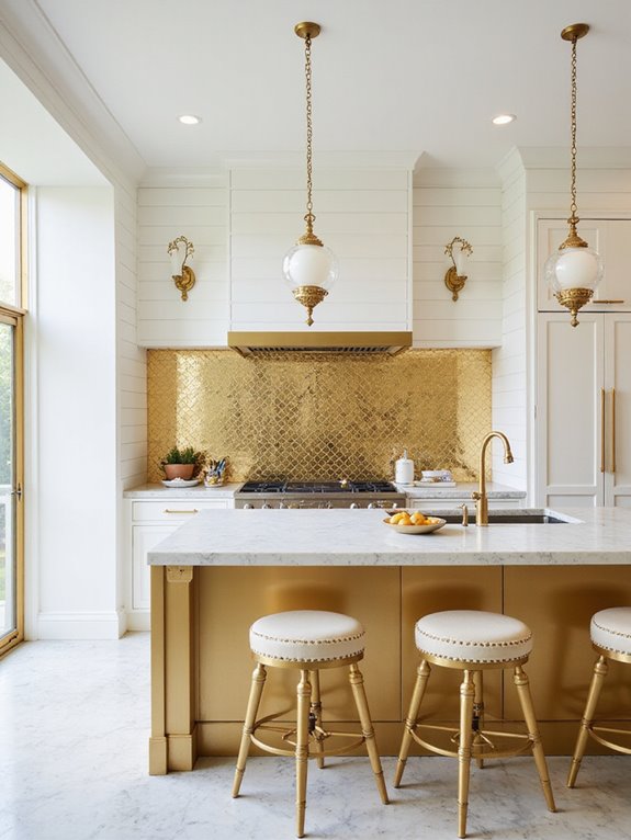 gold textured kitchen walls
