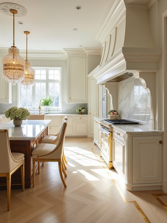gold trimmed luxury kitchen floors