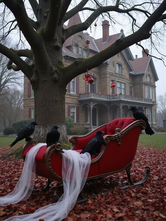 gothic red sleigh decor