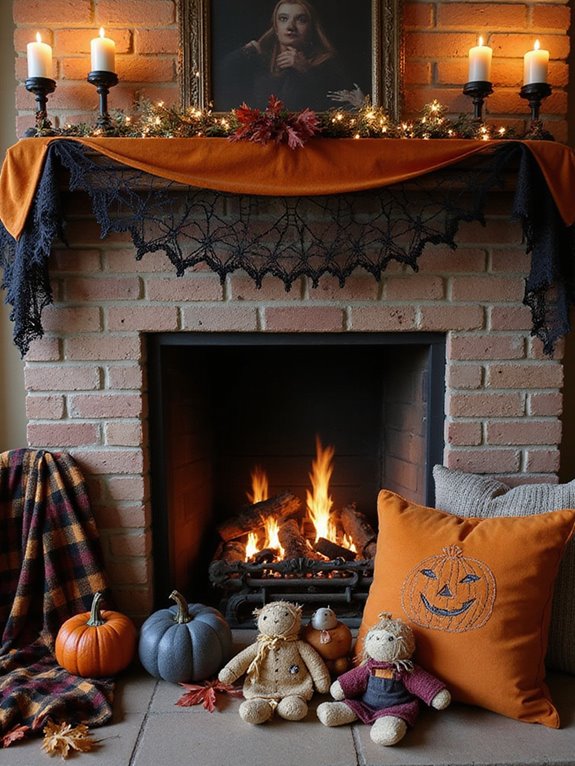 halloween fireplace textile decor