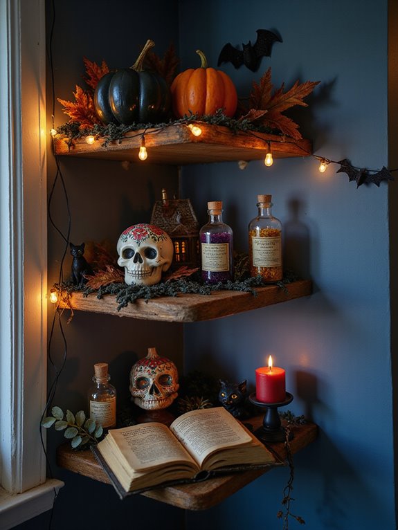 halloween floating shelf decor