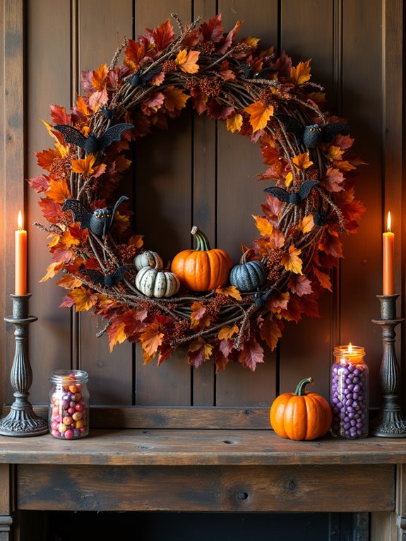 halloween mantle wreath ideas