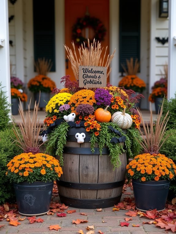 halloween themed seasonal planters