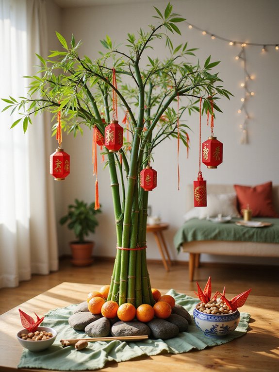 handcrafted bamboo wishing tree