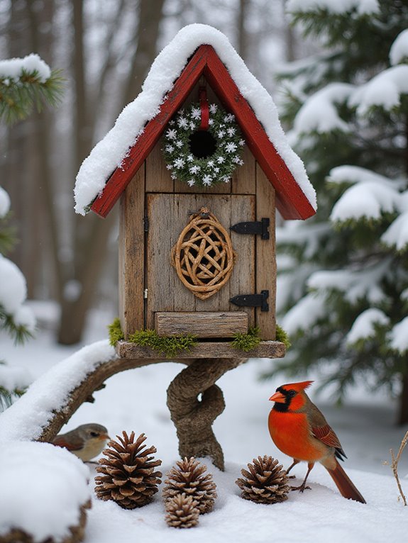 handcrafted winter birdhouses project