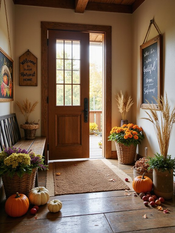 harvest themed entryway decor