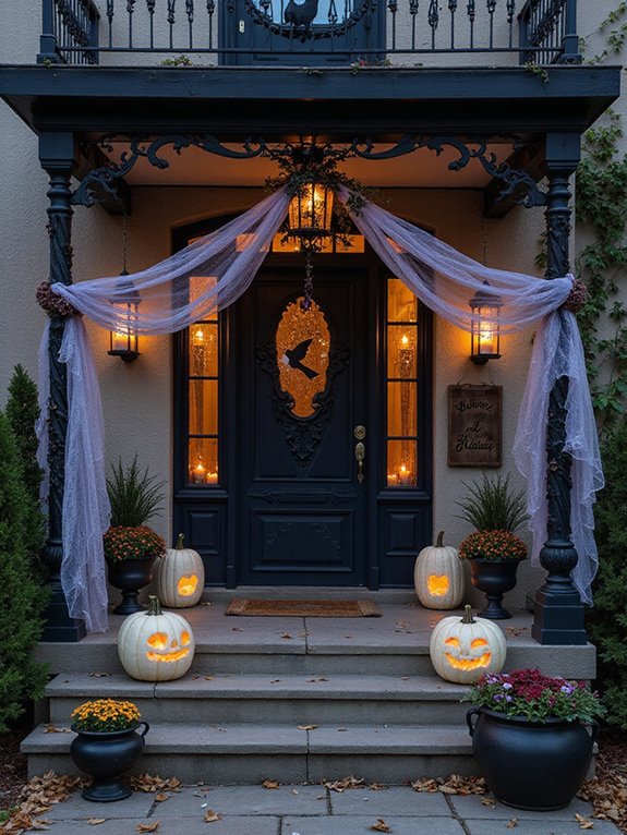 haunted pathway with decorations