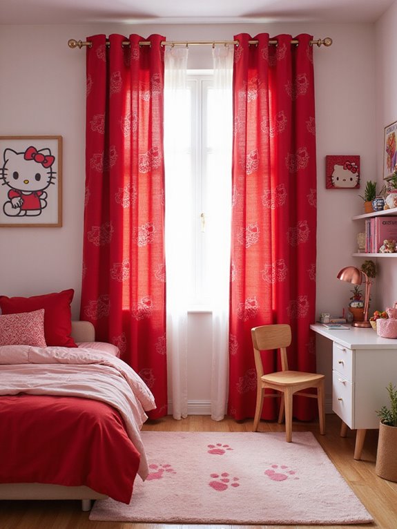 hello kitty red curtains
