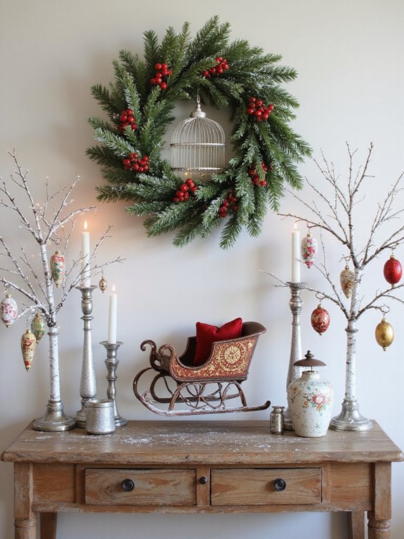 holiday console table decor
