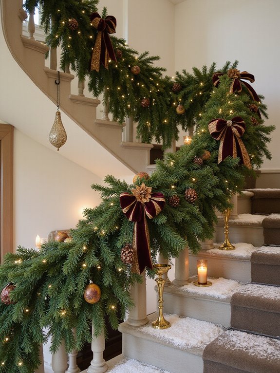 holiday staircase decorating balance