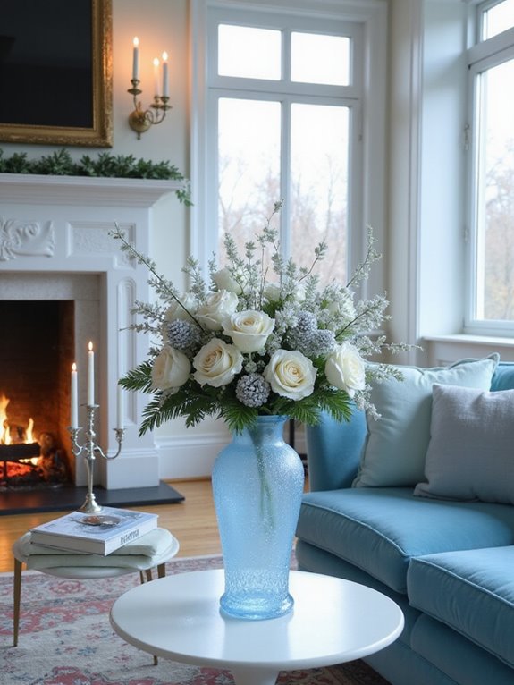 ice blue floral arrangements