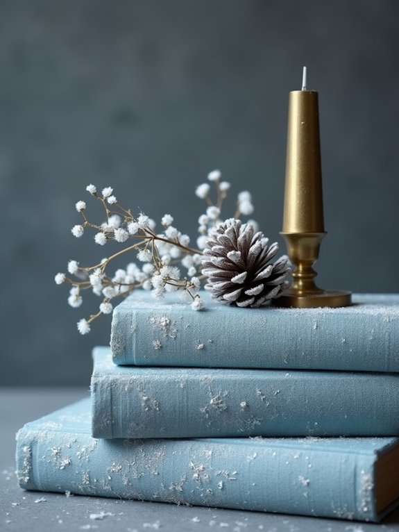 icy frosted book decorations