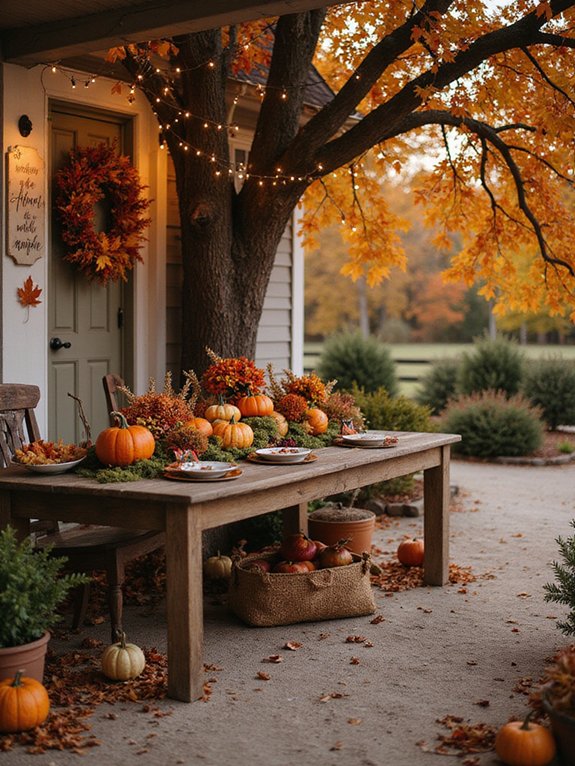 inviting entryway with pumpkins