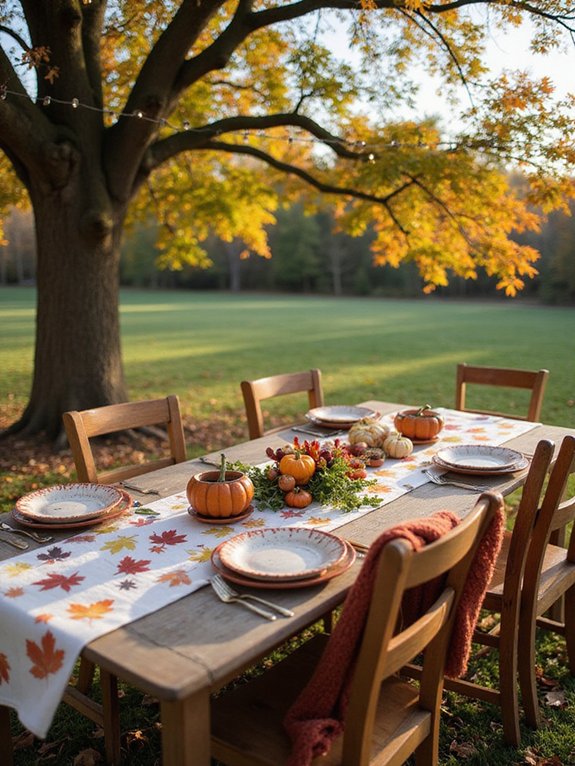 leaf print table runner diy