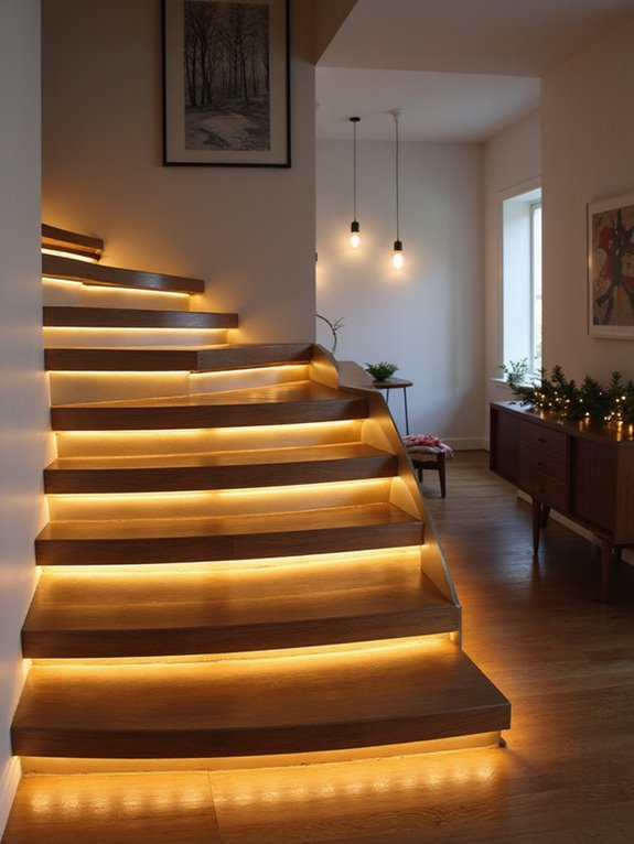 lighted stair decorations enhance ambiance