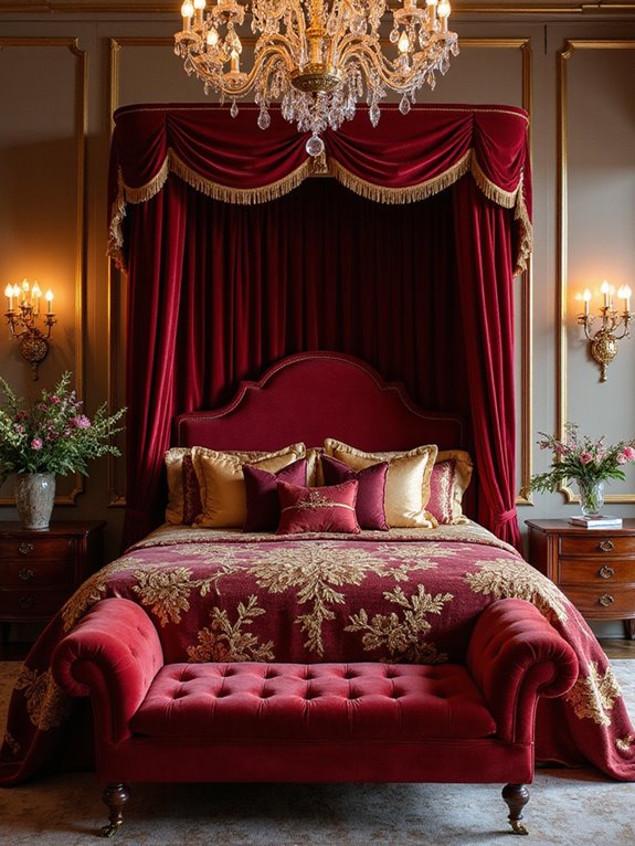 luxurious red velvet bedding