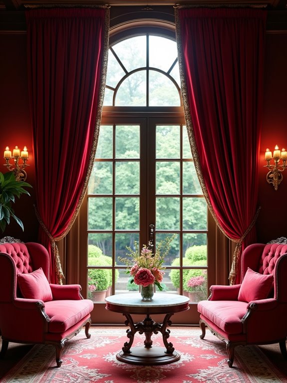 luxurious red velvet curtains