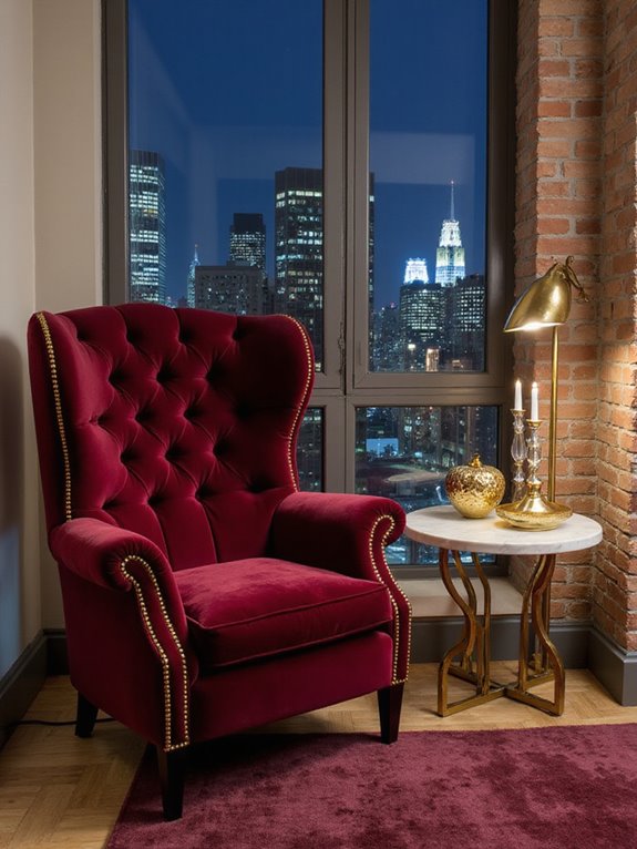 luxurious velvet armchair styling