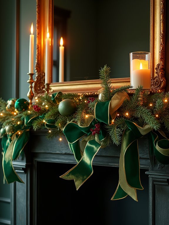 mantelpiece decoration with ribbons