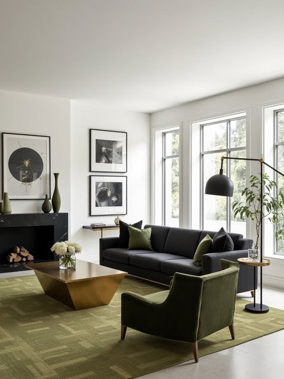 metallic accents enhance decor