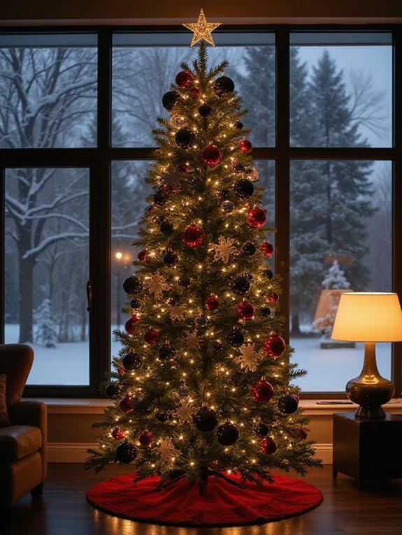 metallic black and white ornaments