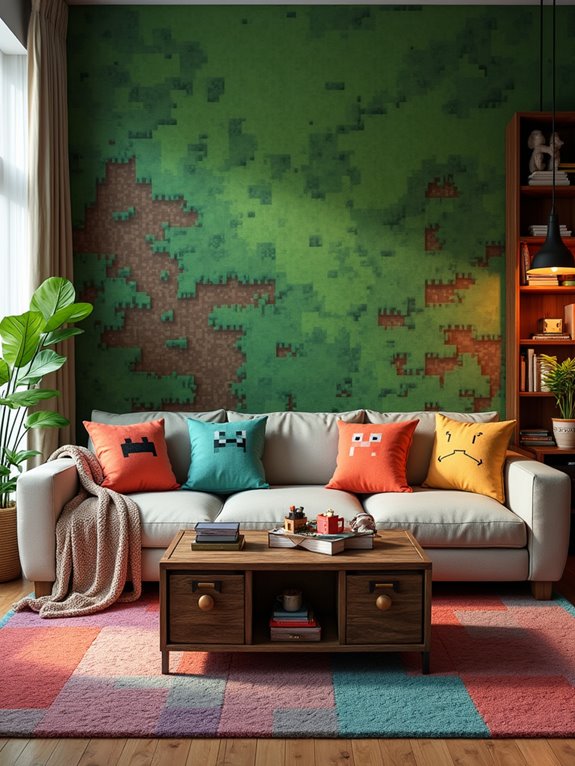 minecraft inspired living room decor