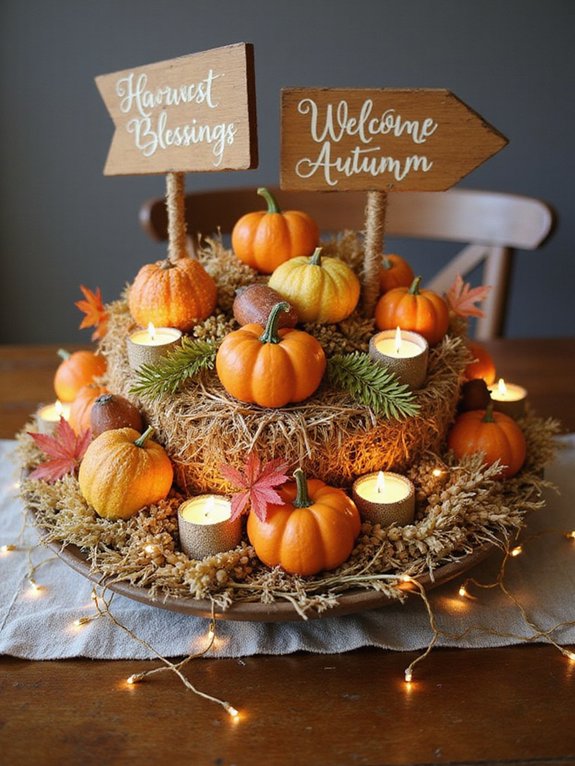 mini haystack table decor