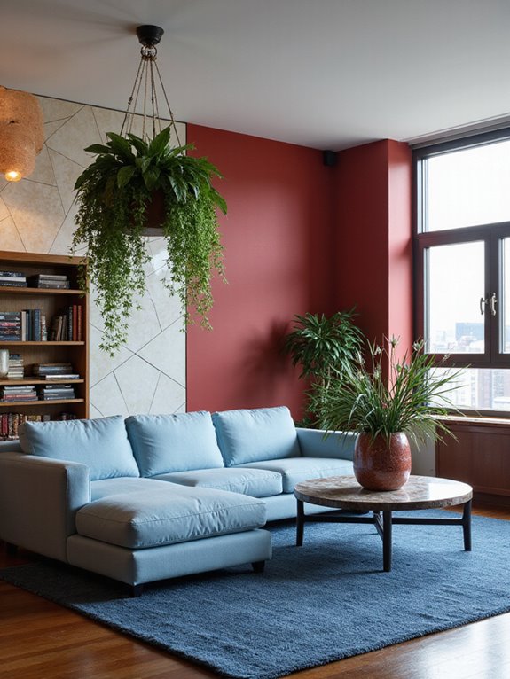 modern blue and crimson