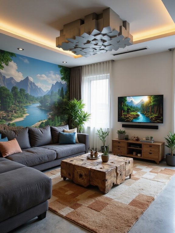 modern minecraft inspired living space