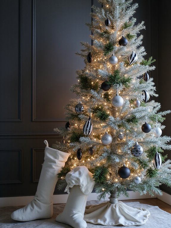 modern striped silver ornaments