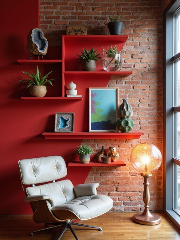 modern vibrant floating shelves