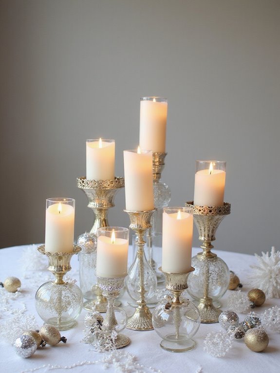 modern white gold candle holders