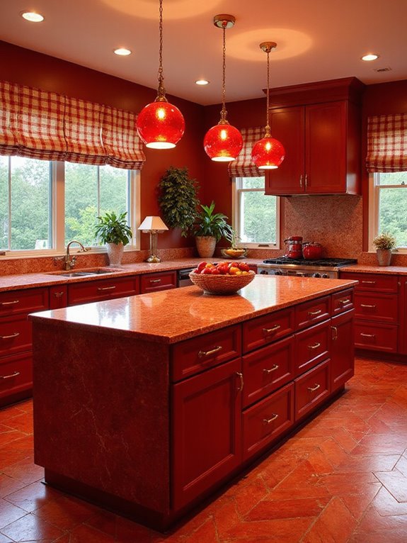 monochromatic red kitchen decor