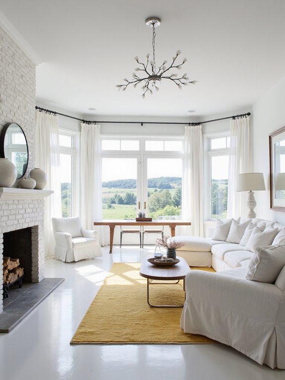 monochromatic white living spaces