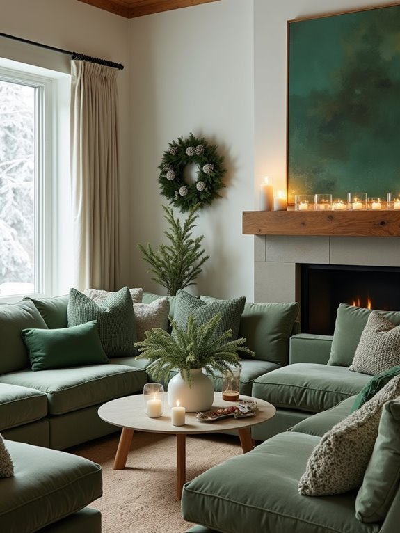 mossy green winter decor