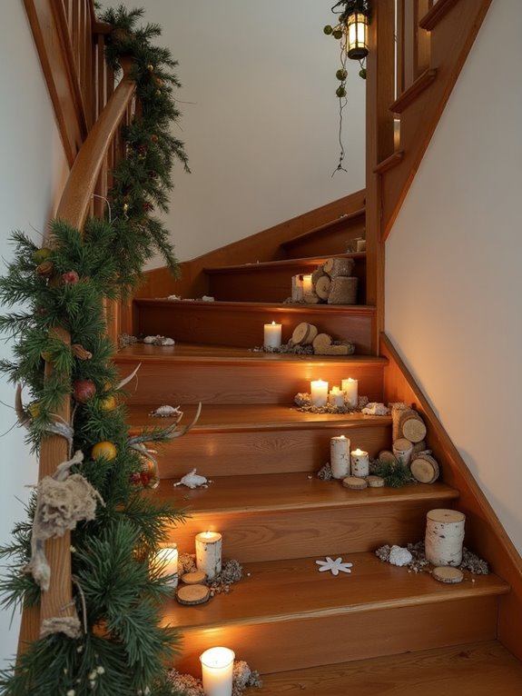 natural staircase holiday decor