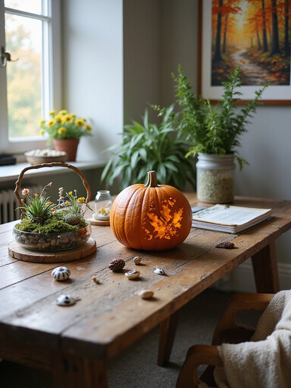 nature inspired autumn office decor