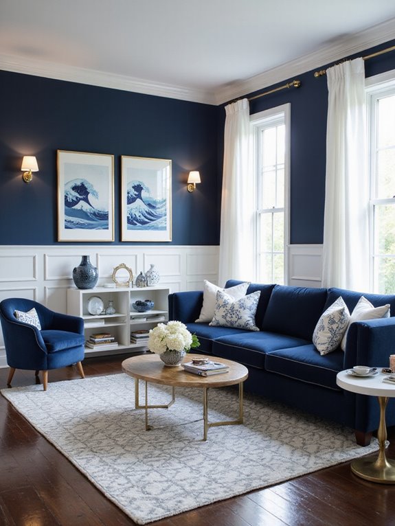 navy blue and white elegance