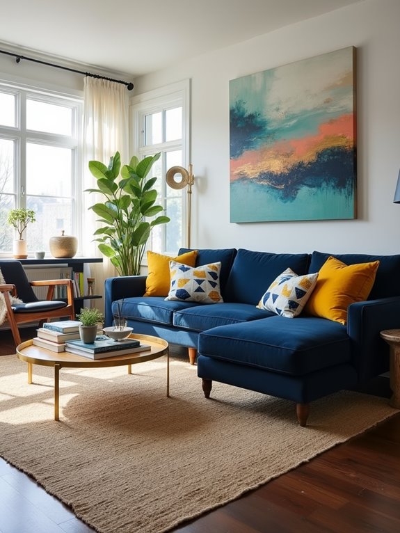 navy blue living room accents