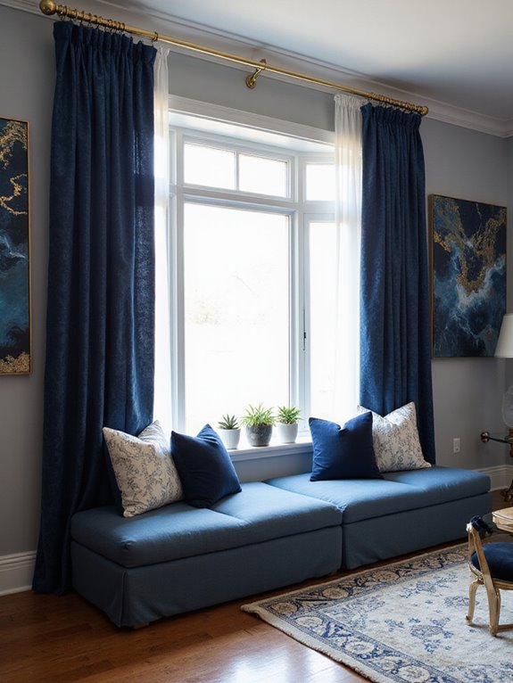 navy window treatment ideas
