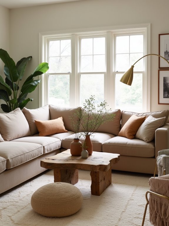 neutral upholstery enhances versatility
