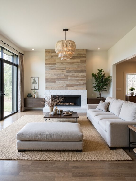 neutral walls with black trim