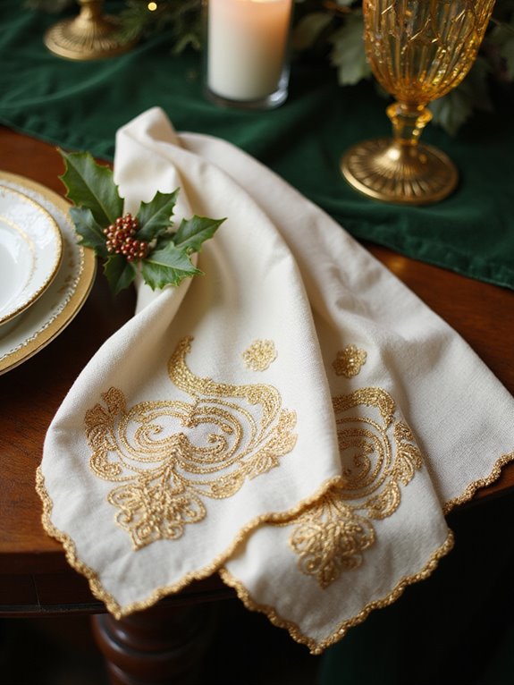 opulent gold embroidered napkins