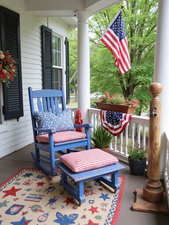patriotic red white blue seating