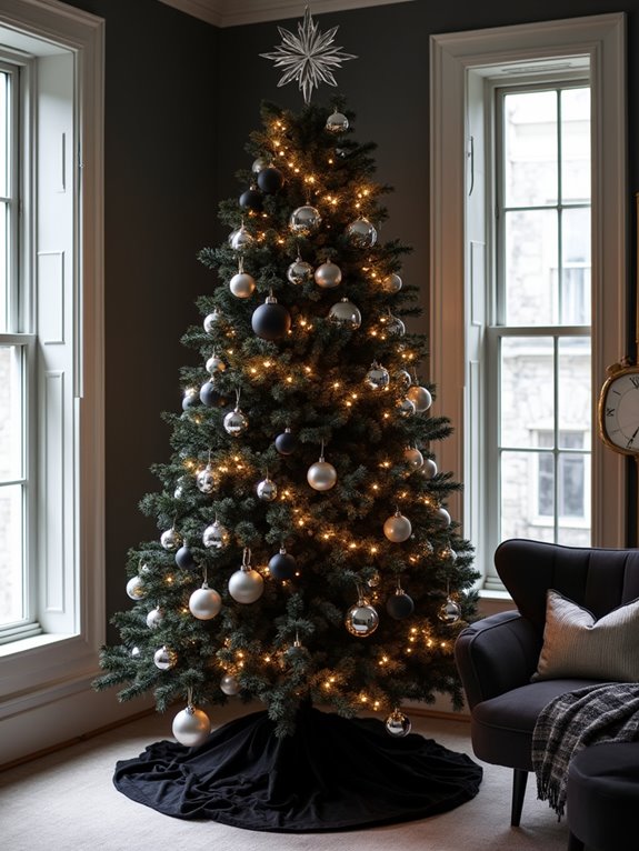 pearlescent ornaments on black