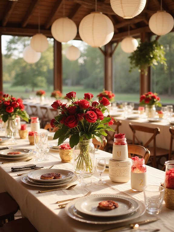 personalized ivory and red favors
