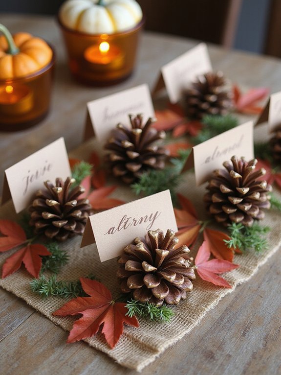 pinecone place card holders