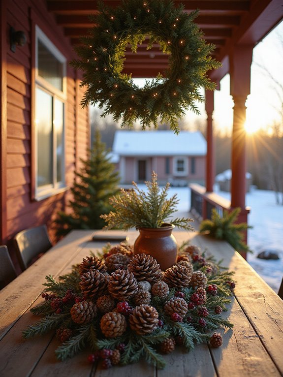 pinecones and berries decor