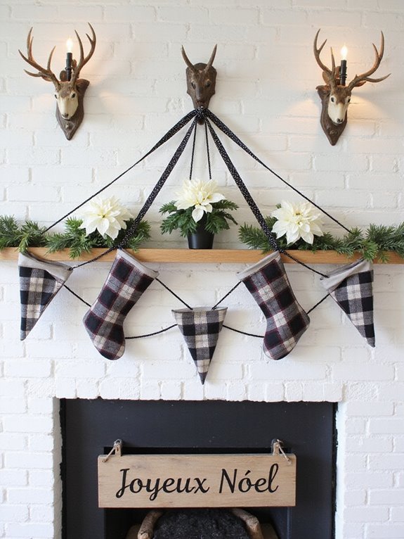 plaid christmas bunting decoration