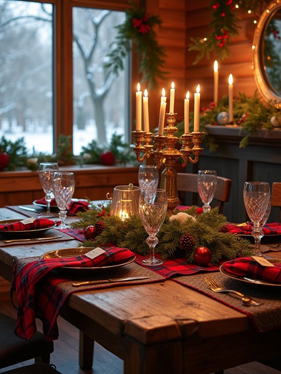 plaid napkins and place cards